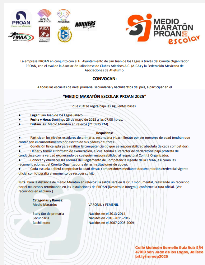 Nació el Medio Maratón Escolar PROAN 2025